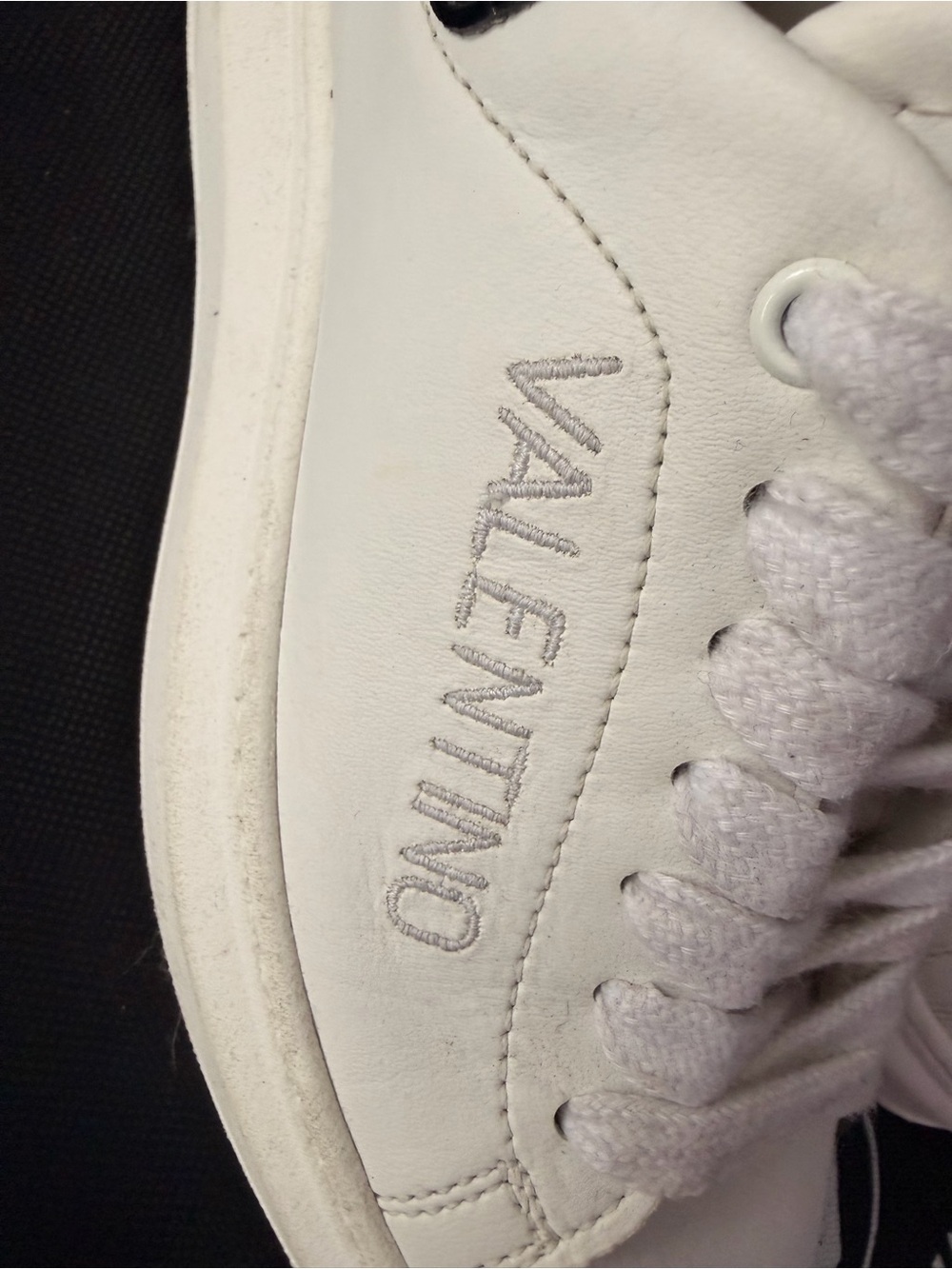 Valentino White Leather Low-Top Sneaker with Subtle Gray Logo